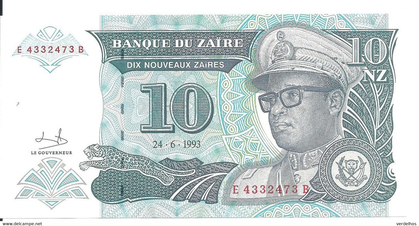 ZAIRE 10 NOUVEAUX ZAIRES 1993 (G-D)  UNC P 54 - Zaire