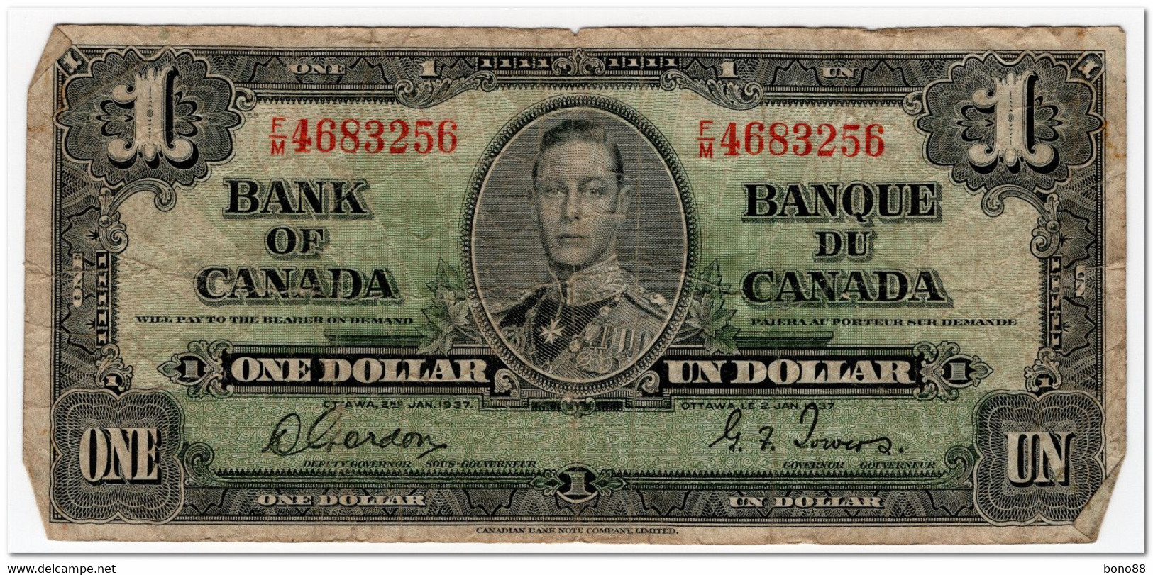 CANADA,1 DOLLAR,1937,P.58d,CIRCULATED - Canada