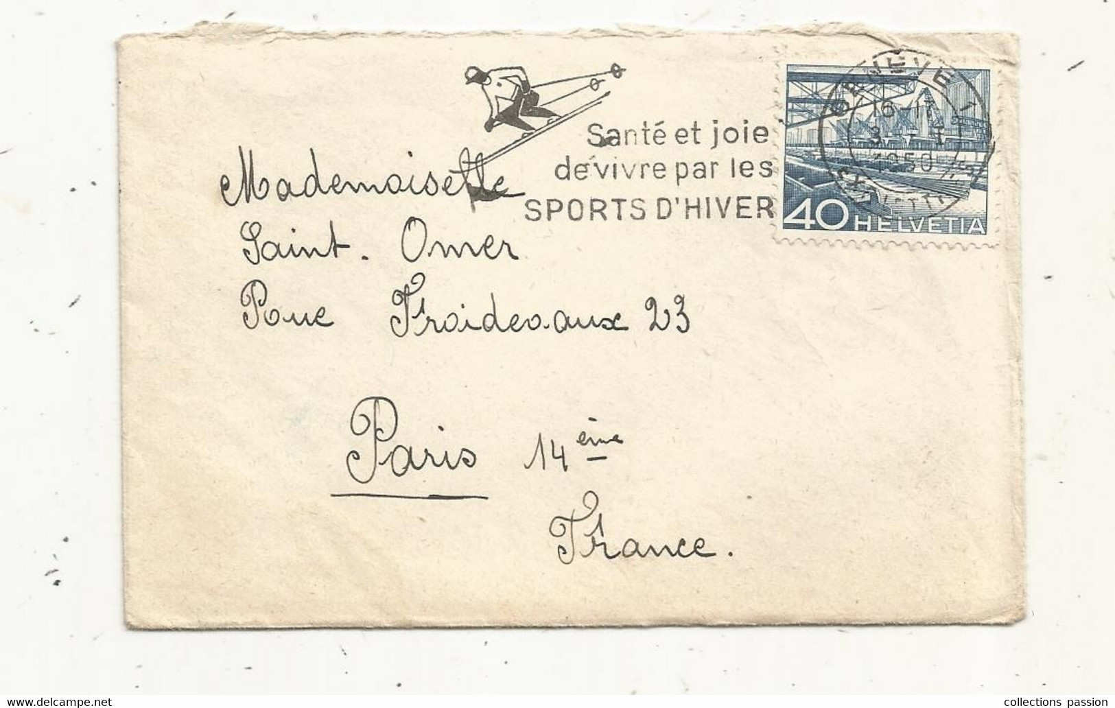 Lettre , SUISSE ,GENEVE 1 , EXP. LETTRES , 1950 , 2 Scans - Marcophilie