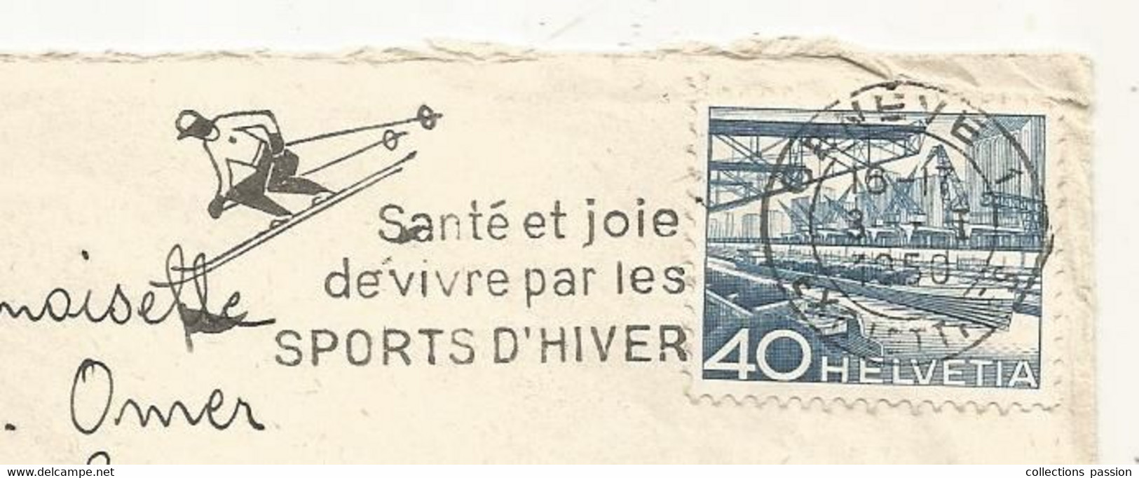 Lettre , SUISSE ,GENEVE 1 , EXP. LETTRES , 1950 , 2 Scans - Postmark Collection