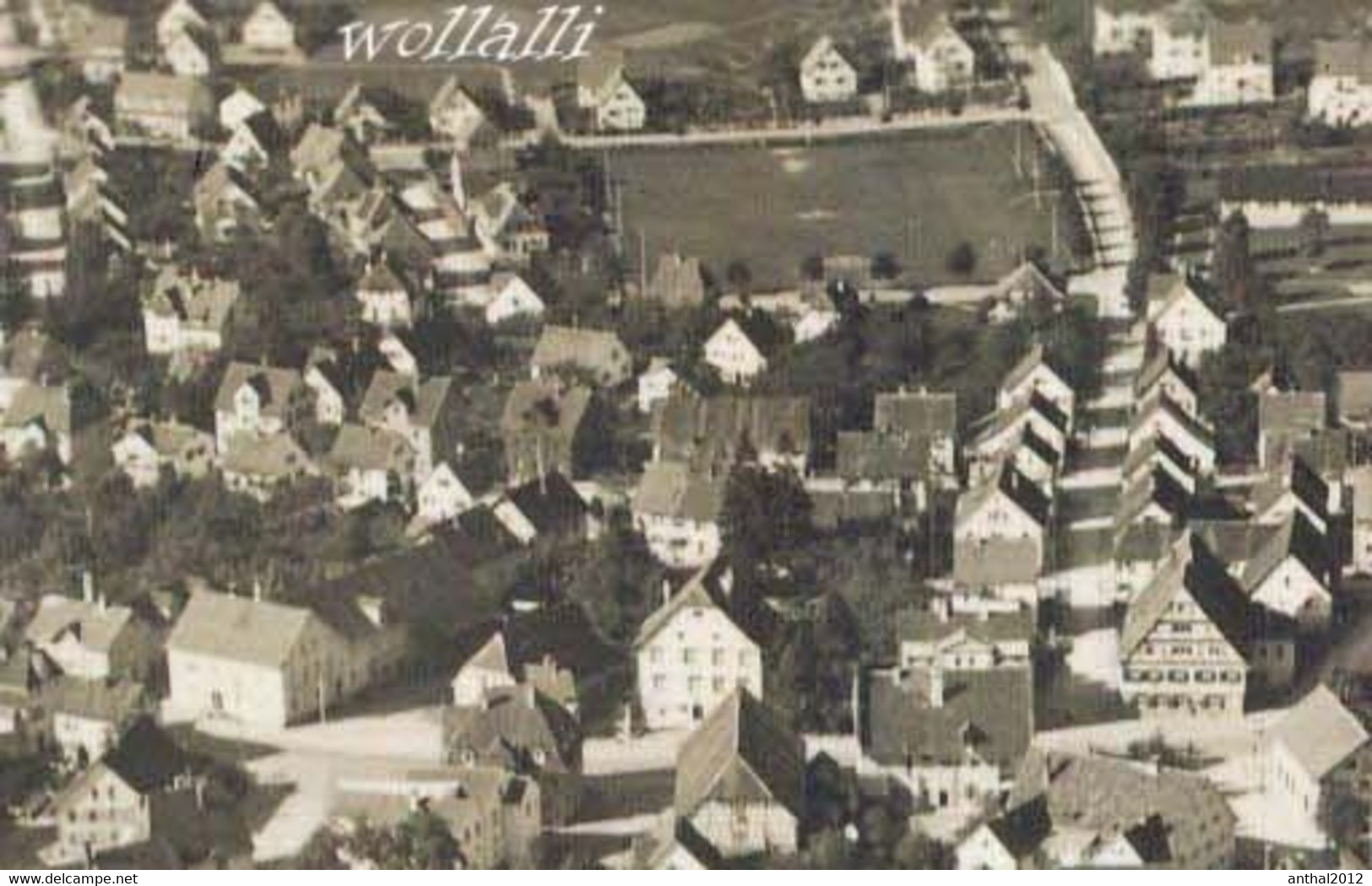 Rar Luftbildaufnahme Schussenried Wohnhäuser Mit Sportplatz Stadion Ca. 1950er - Bad Schussenried