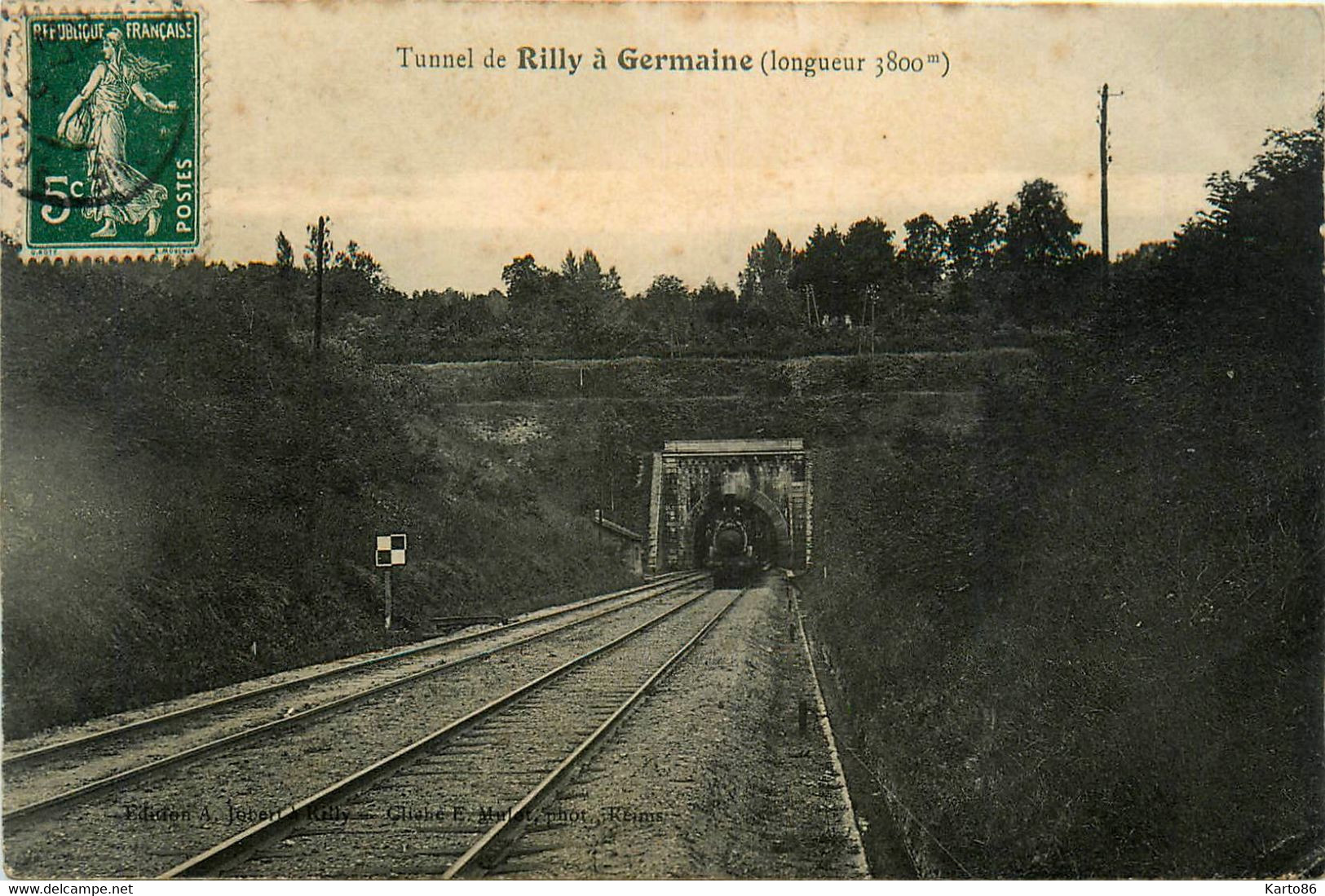 Tunnel De Rilly à Germaine * Arrivée Train Locomotive Machine * Ligne Chemin De Fer De La Marne - Rilly-la-Montagne