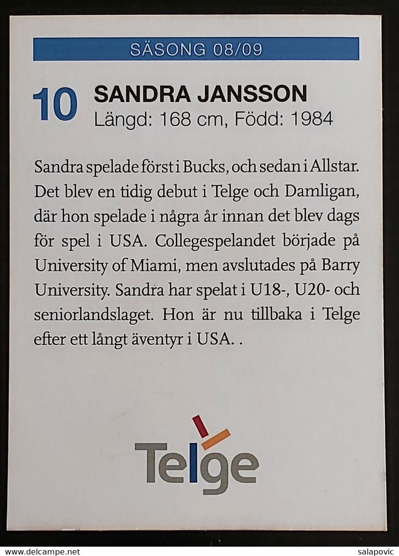 Sandra Jansson Telge Basket Sweden Basketball Club   SL-2 - Basket-ball