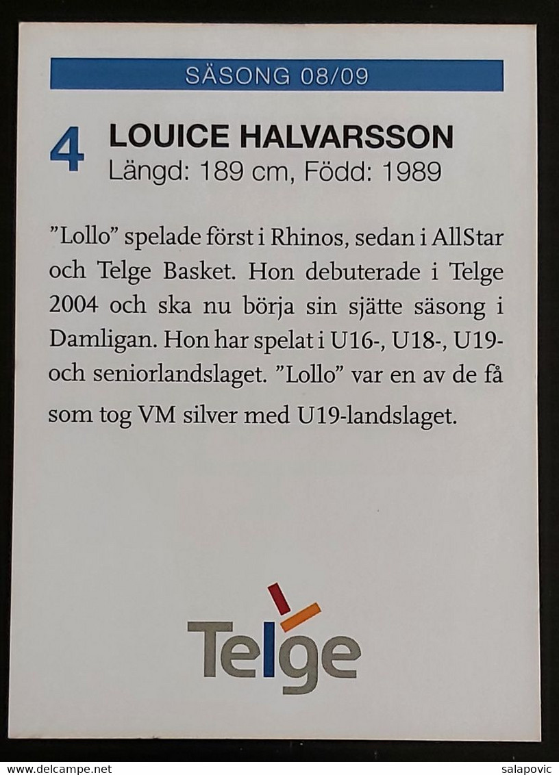 Louice Halvarsson Telge Basket Sweden Basketball Club   SL-2 - Baloncesto
