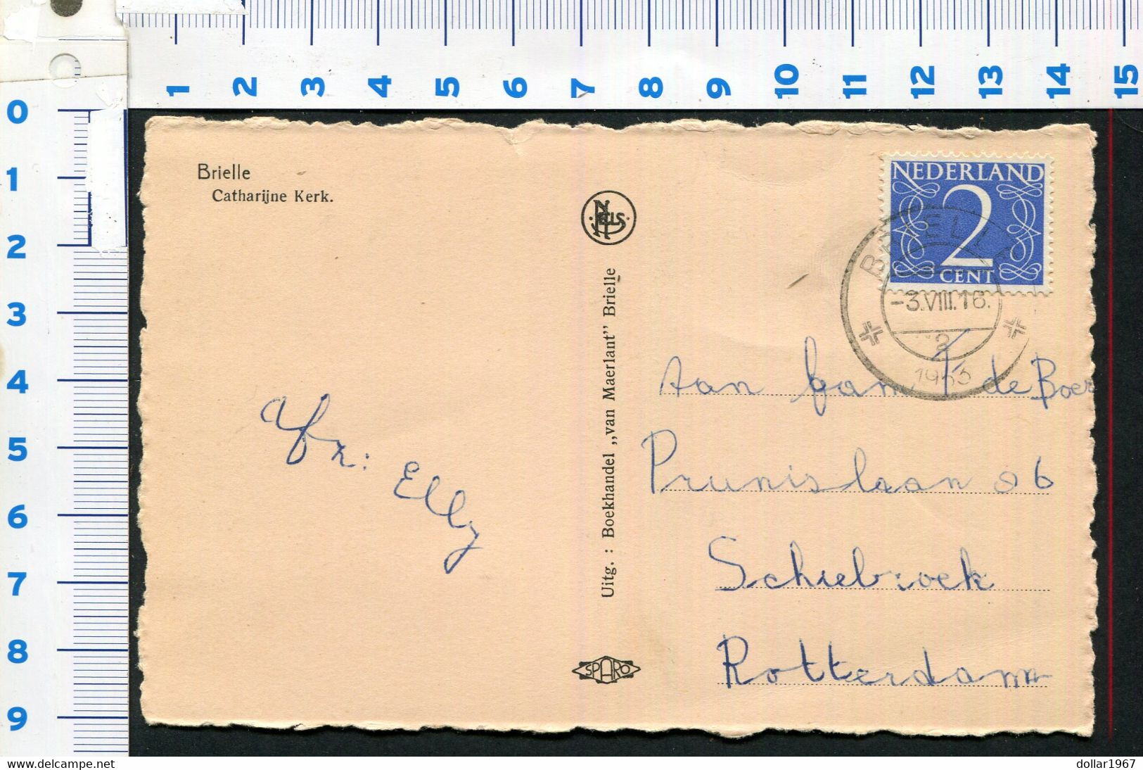 Brielle . Catharijne Kerk    -  Used   3-8-1953 - Scans For Condition (Originalscan !!) - Brielle