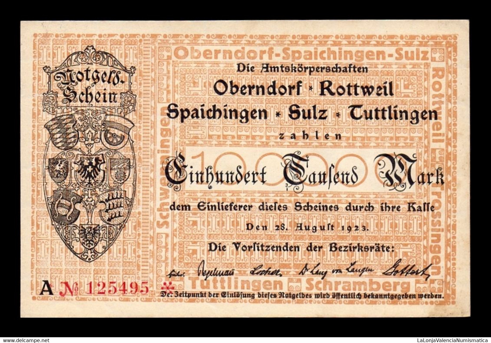 Alemania Germany Notgeld -Schein 100000 Mark 1923 SC- AUNC - Ohne Zuordnung