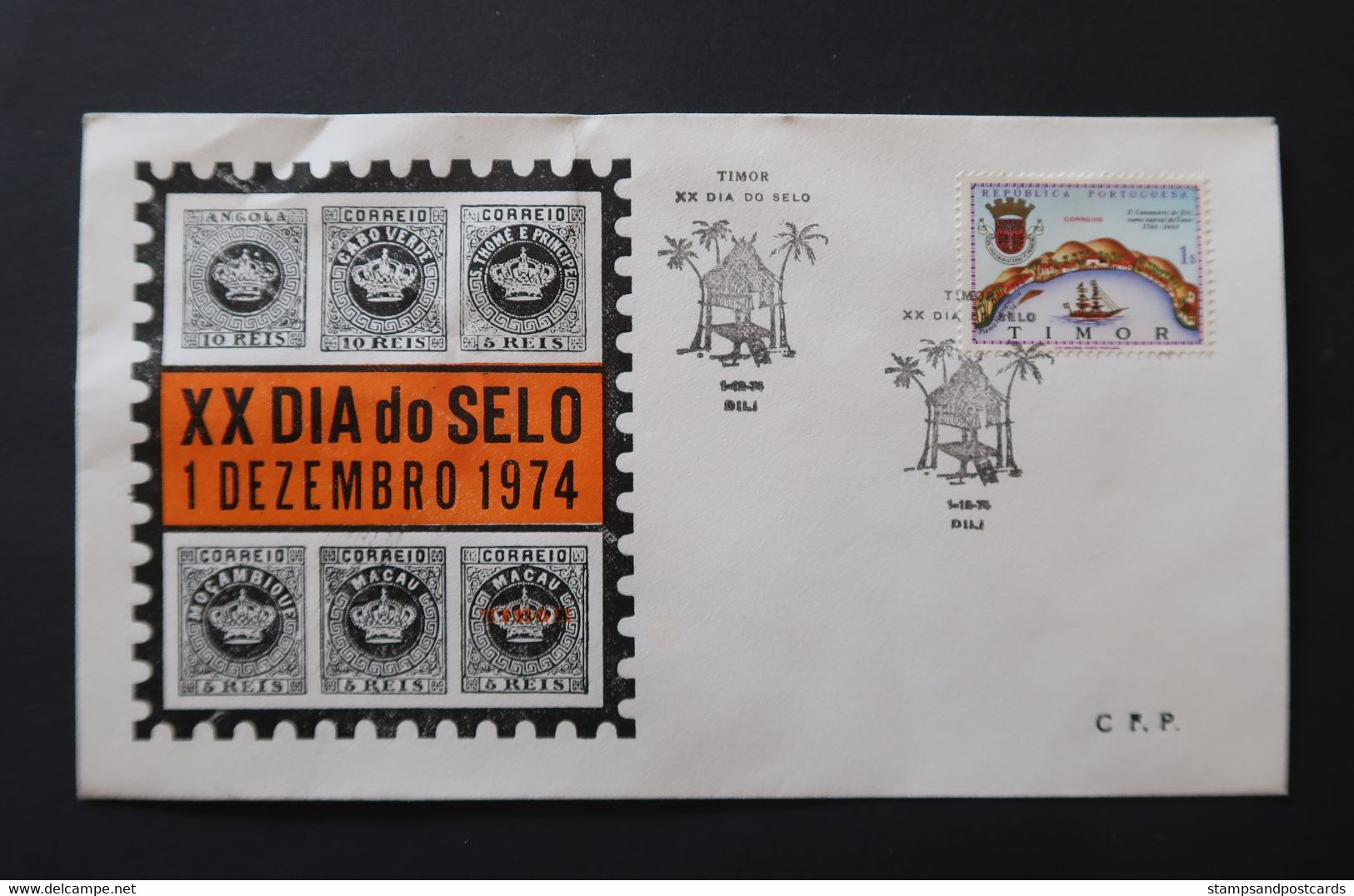 Timor Oriental Portugal Cachet Commémoratif Journée Du Timbre 1974 East Timor Event Postmark Stamp Day - Timor Orientale