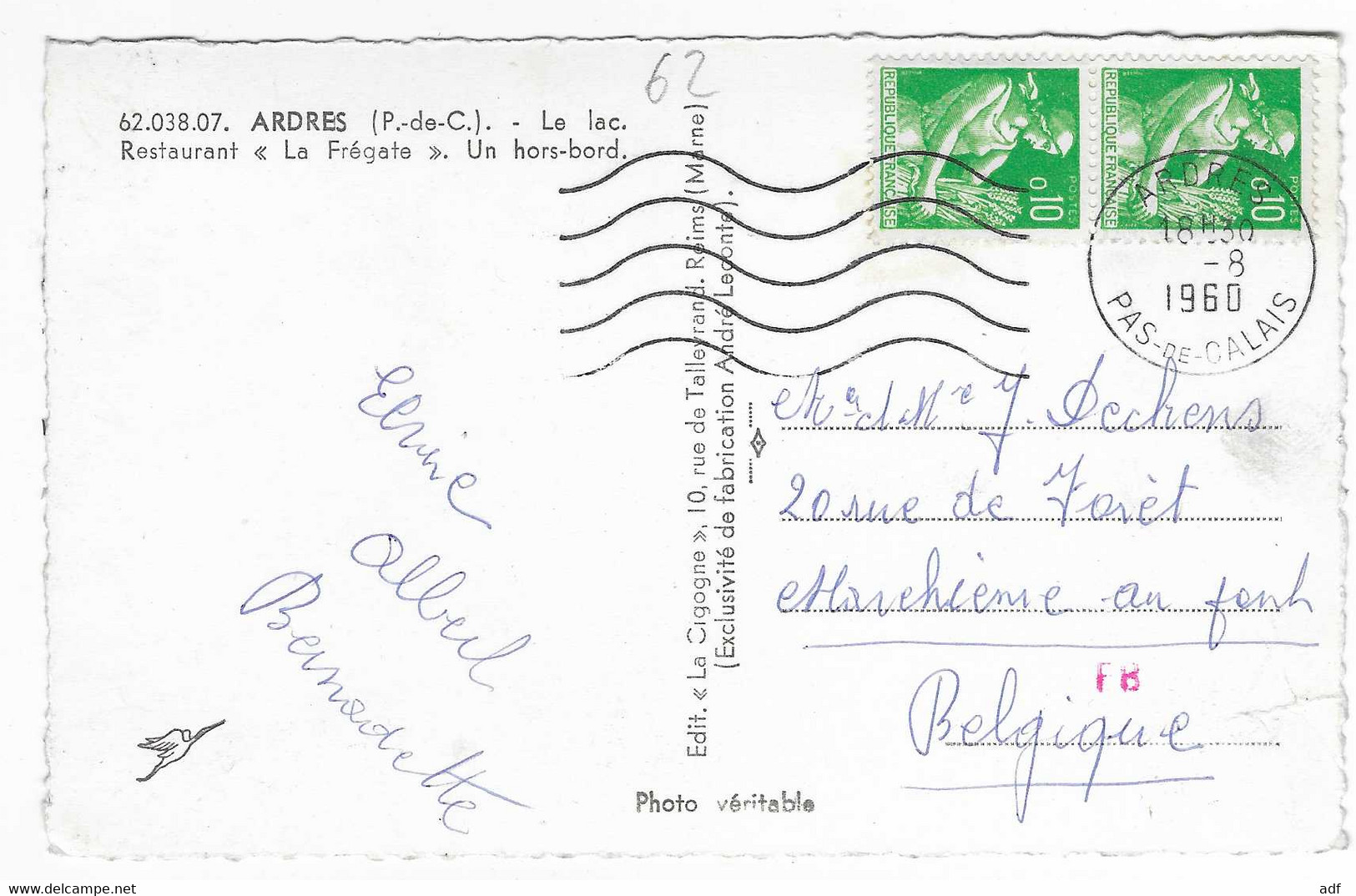 CPSM ARDRES, LE LAC, RESTAURANT " LA FREGATE ", UN HORS BORD, Format 9 Cm Sur 14 Cm Environ, PAS DE CALAIS 62 - Ardres