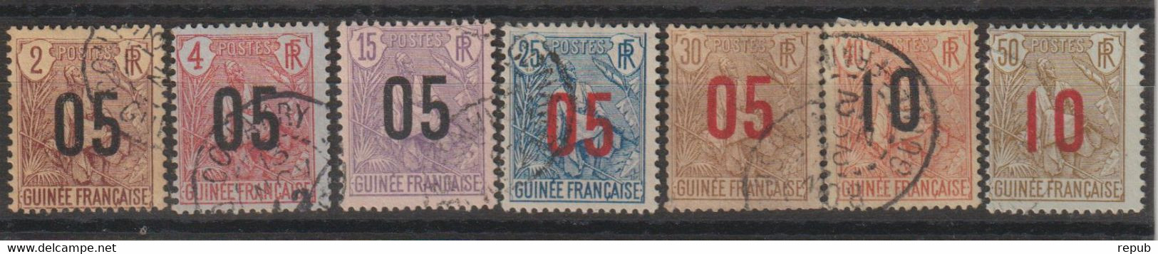 Guinée 1912 Série Surchargée 55-62 Sauf 58, 7 Val Oblit Used - Used Stamps