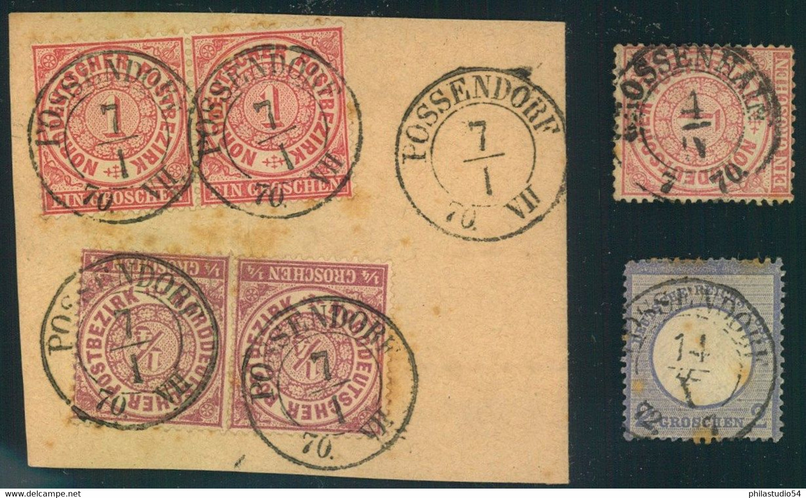 1870/1874, POSSENDORF" Nachverwendeter Sachsenstempel Auf NDP Und Brustschild - Sachsen