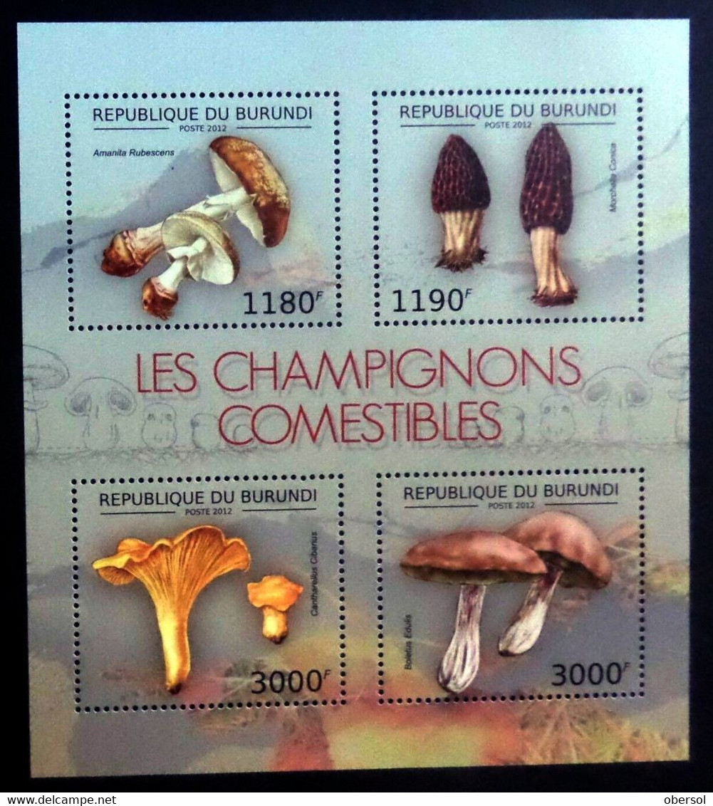 Burundi 2012 Mushrooms Edible Perforated Souvenir Sheet MNH - Ungebraucht