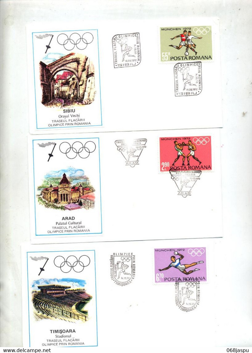 Lot 7 Lettre Cachet Parcourt Flamme Olympique 1972 - Marcophilie