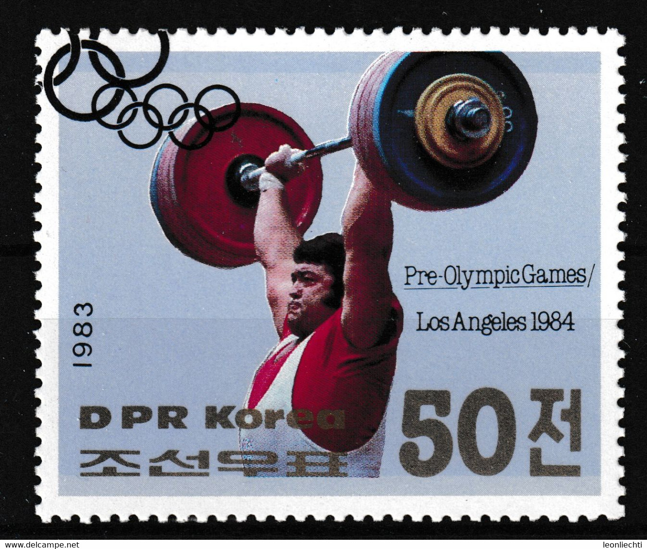 1983 DPK Nord Korea, N° 2353A, Gewichtheben, Olympische Spiele Los Angeles 1984 - Haltérophilie