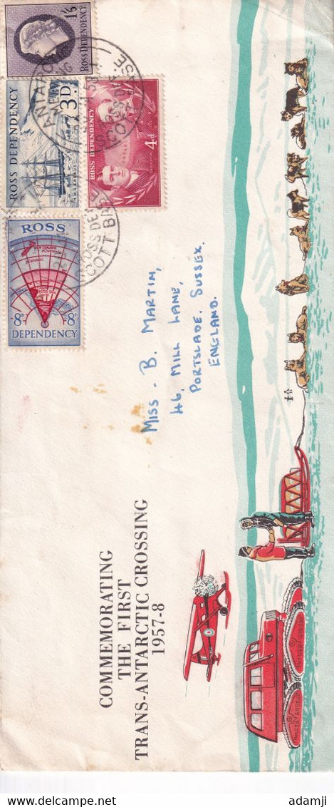 NEW ZEALAN (ROSS DEPENDENCY)1958 TRANS ATLANTIC FLIGHT FDC COVER TO UK. - Brieven En Documenten