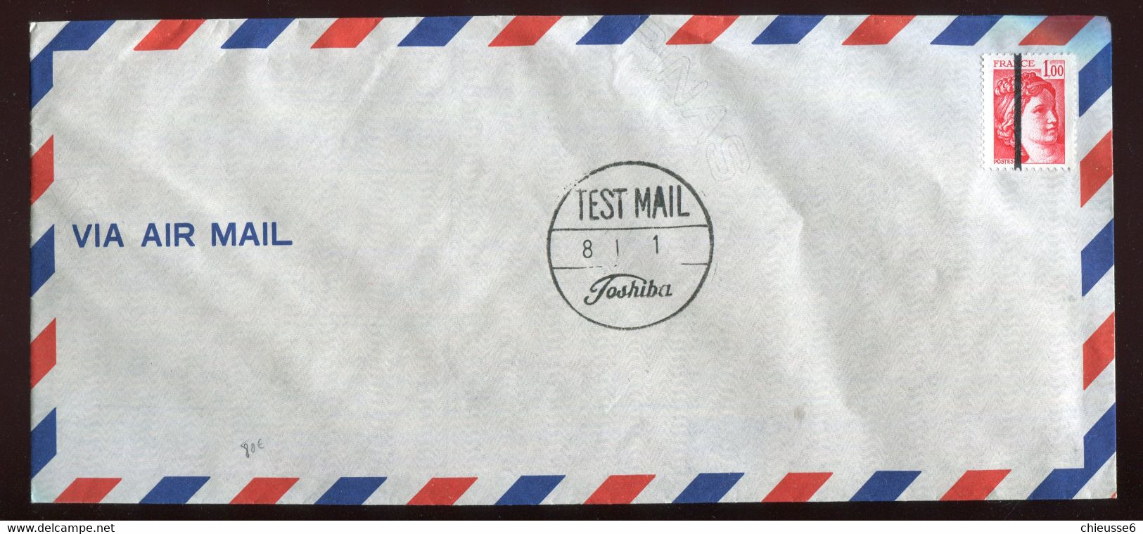 FRANCE - ESSAI AUTOMATION SUR SABINE  N° 1972, BARRE NOIRE , PAR TEST MAIL TOSHIBA - Storia Postale