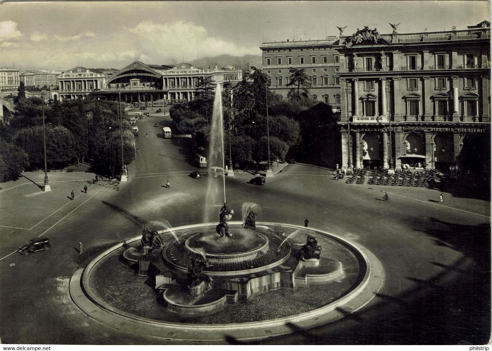 ROMA - Piazza Dell'Esedra - Vecchia Stazione Termini - VIAGGIATA 1950 - Rif. 1564 PI - Stazione Termini