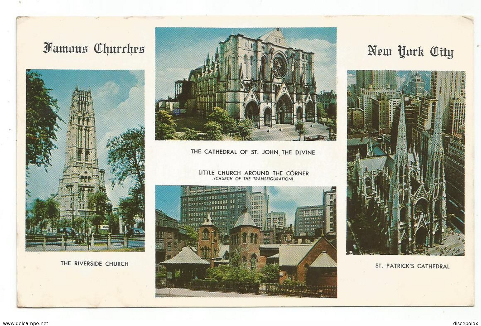 AC319 New York - Riverside Church - Cathedral St. John - St. Patrick - Church Of The Transfiguration / Viaggiata 1968 - Churches