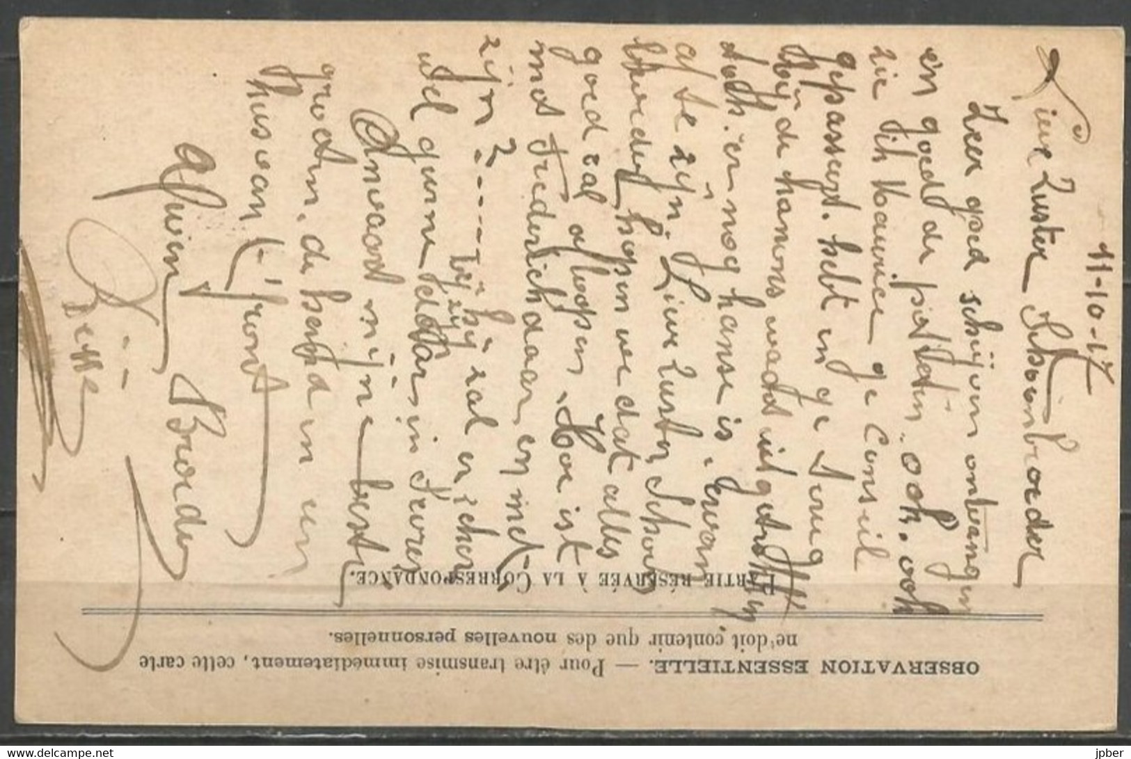 Belgique - Cachet "POSTES MILITAIRES 6" Du 15-10-17 - Carte Correspondance Des Armées Vers Sèvres - Briefe U. Dokumente