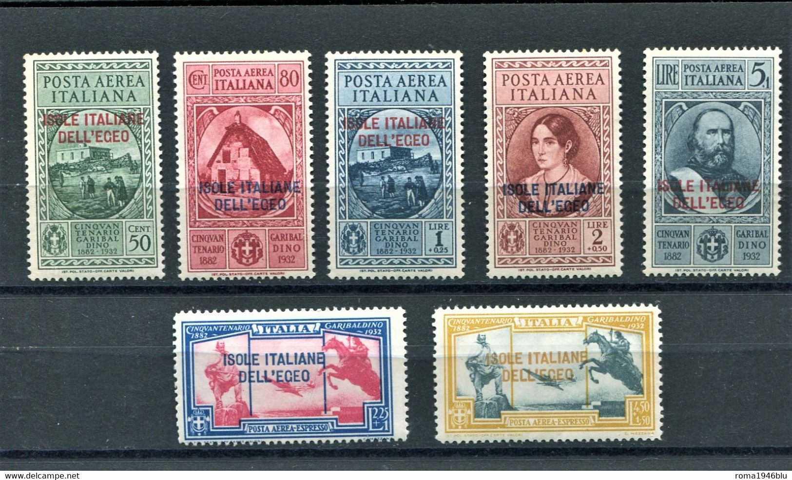 EGEO 1932 GARIBALDI POSTA AEREA 7 VALORI CENTRATI * GOMMA ORIGINALE - Algemene Uitgaven