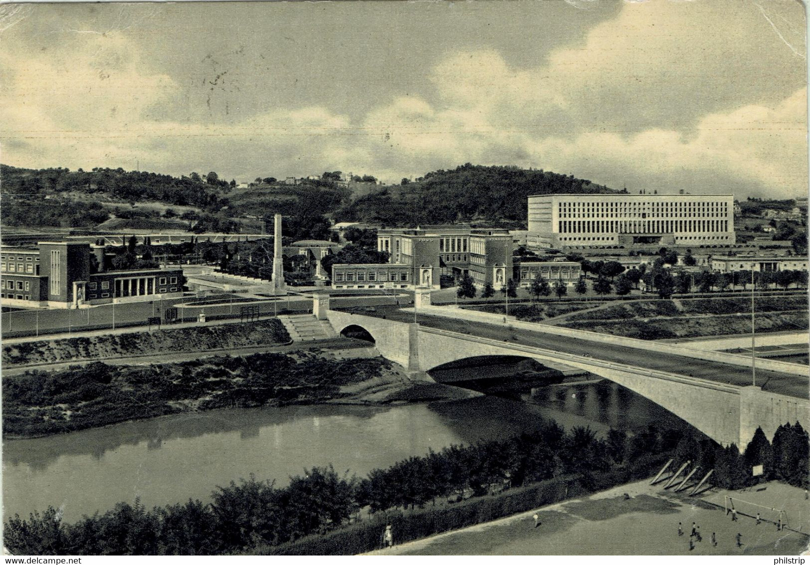 ROMA - Foro Italico - Ponte Duca D'Aosta - VIAGGIATA NEL 1958 - Rif. 1576 PI - Stades & Structures Sportives