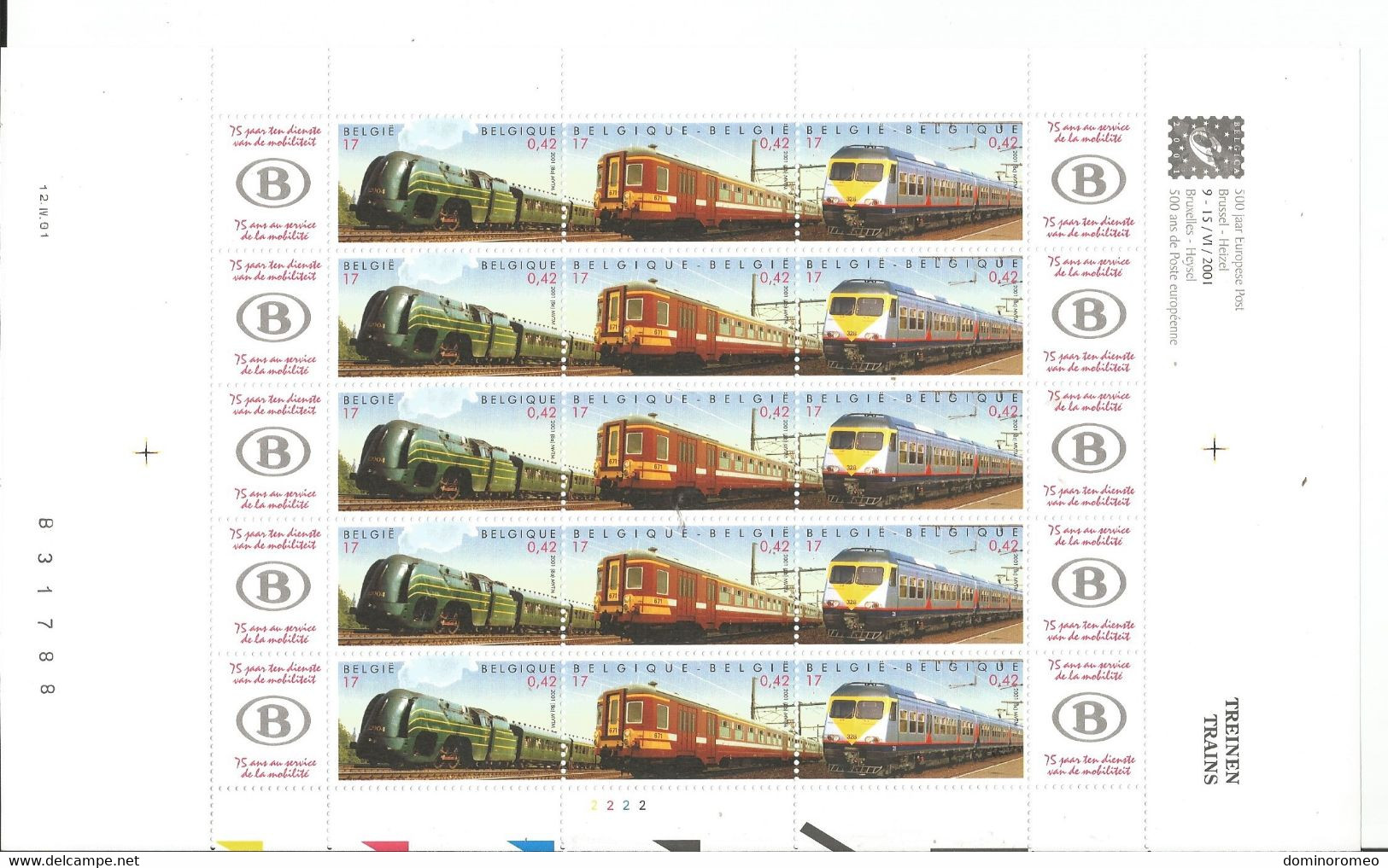 OCB 2993 ==> 2995  Postfris Zonder Scharnier ** Volledig Vel ( Plaat 2 ) - Sin Clasificación