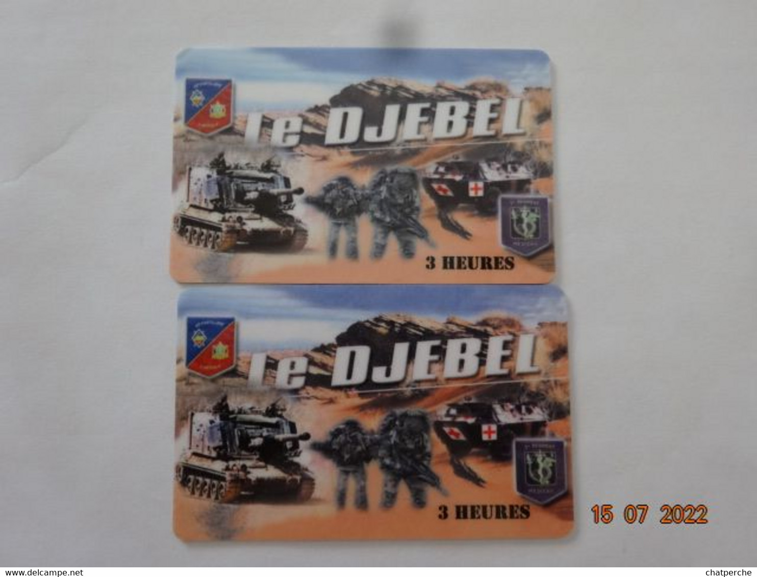 CARTE A USAGE MILITAIRE CARTE INTERNET  LE DJEBEL 3 HEURE PASSMAN LOT DE 2 CARTES VERSOS DIFFERENTS -  Schede Ad Uso Militare