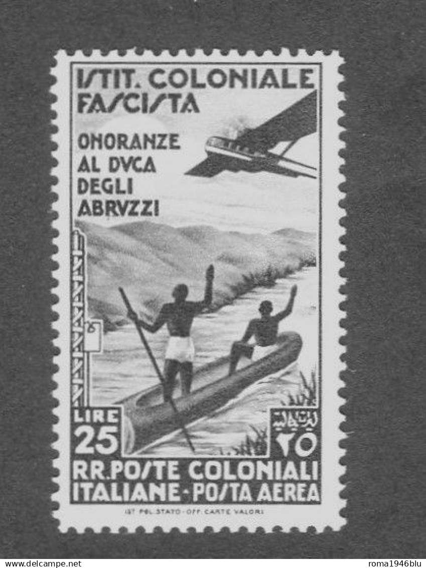 EMISSIONI GENERALI 1934 POSTA AEREA DUCA  DEGLI ABRUZZI L.25 CENTRATO ** MNH - Emissions Générales