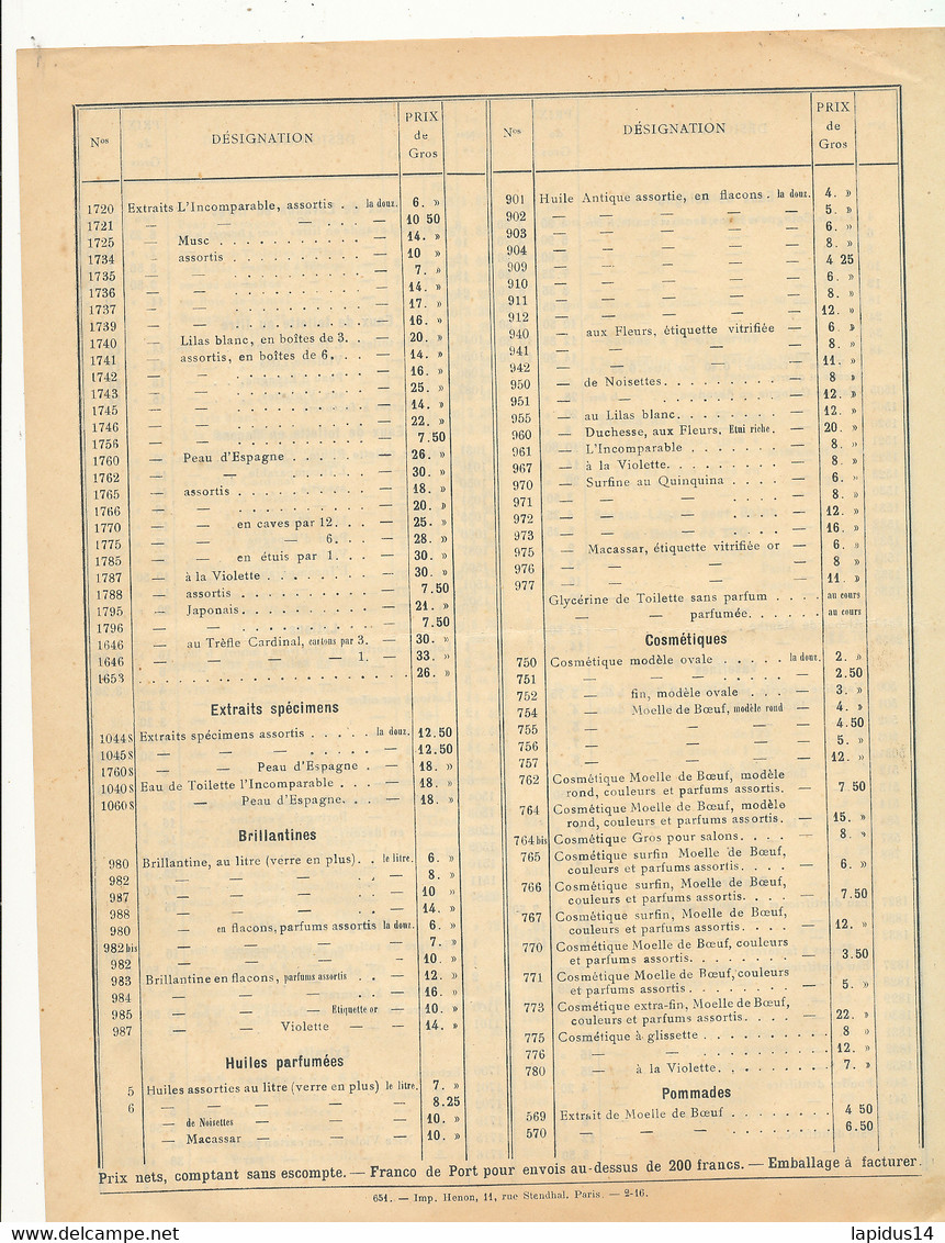 FA 2528  /FACTURE  PUB DEPLIANT PARFUMERIE & SAVONNERIE H. ROBERT  PARIS - Droguerie & Parfumerie