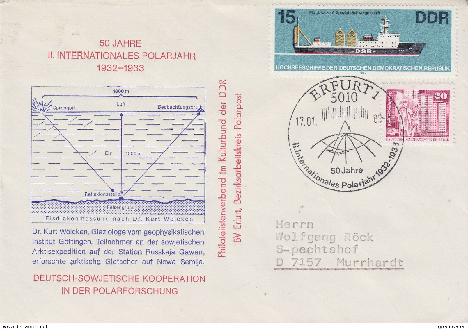 DDR 1982 50 Jahre II Internationales Polarjahr Ca Erfurt  17-01-2003 (DD207) - Internationale Pooljaar