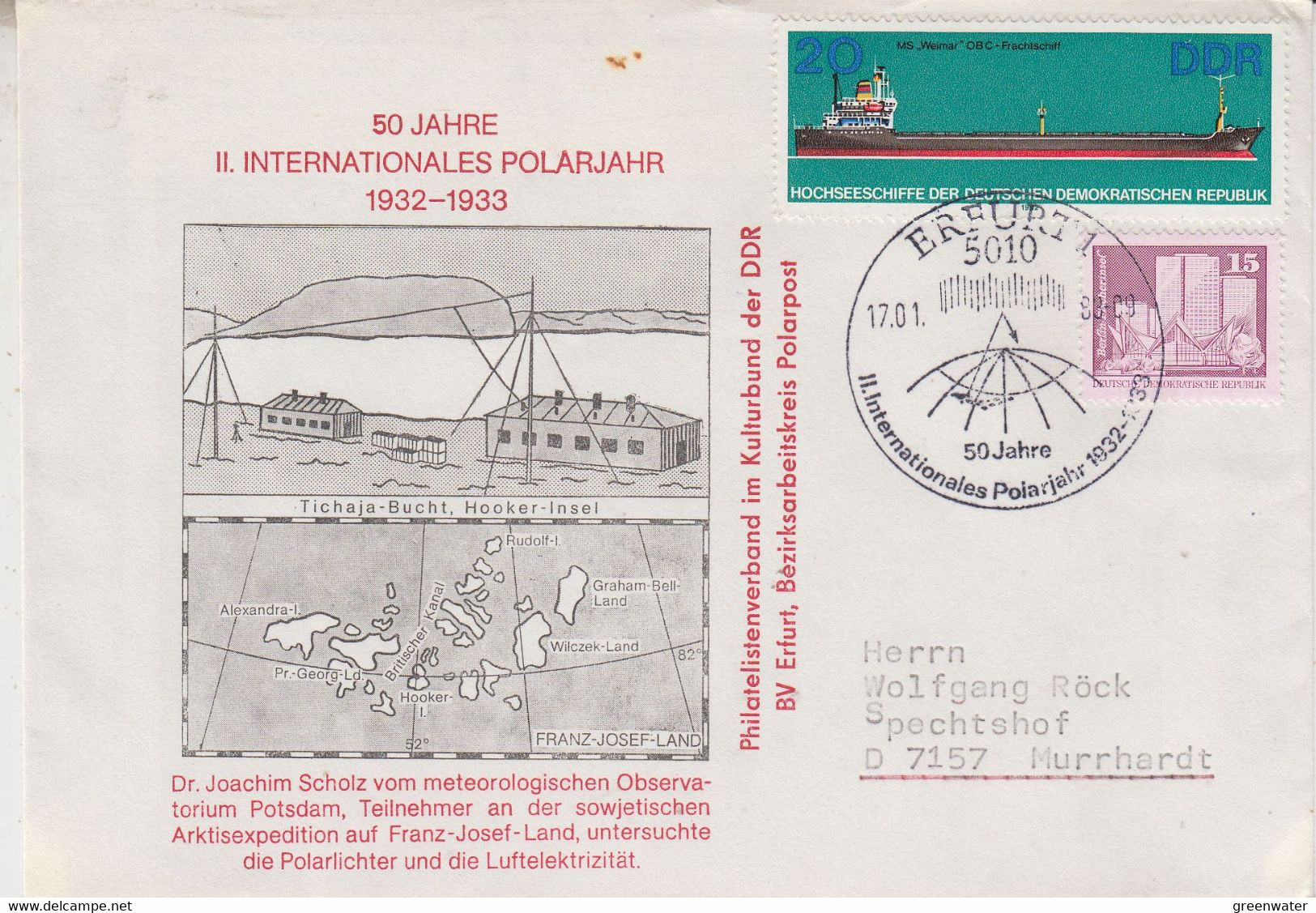 DDR 1982 50 Jahre II Internationales Polarjahr Ca Erfurt  17-01-2003 (DD209) - Internationales Polarjahr