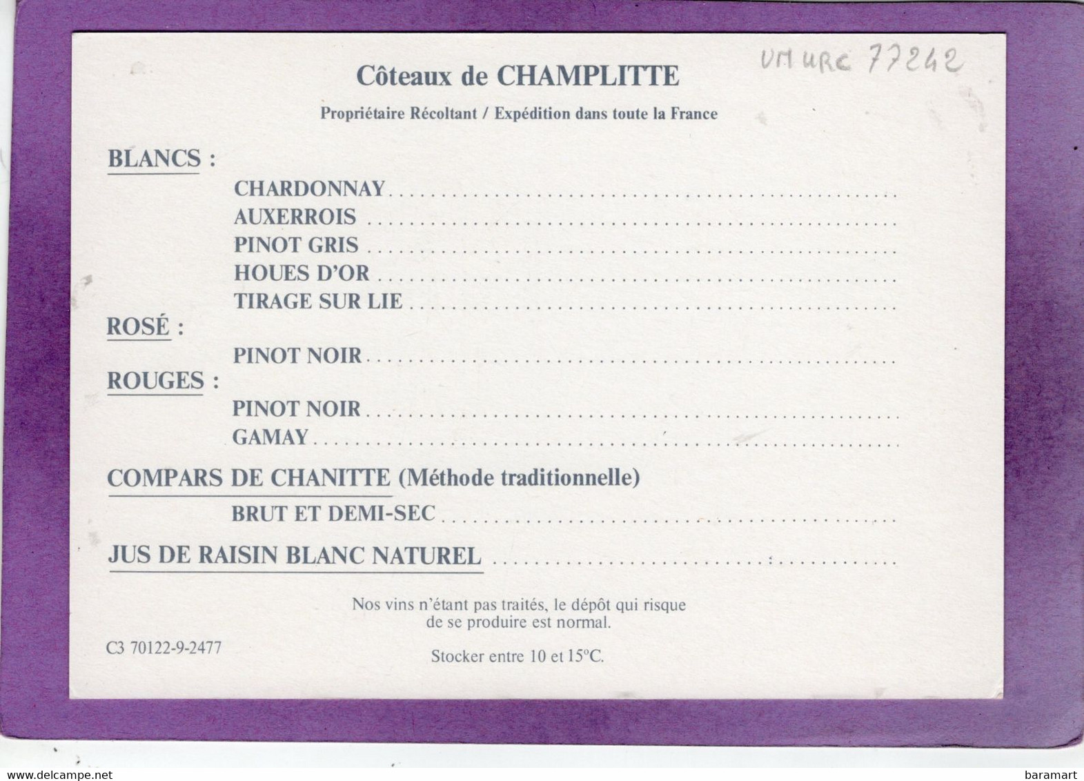 70 CHAMPLITTE GROUPEMENT VITICOLE CHANTINOIS Route De Champlitte La Ville Multivues Carte Publicitaire - Champlitte