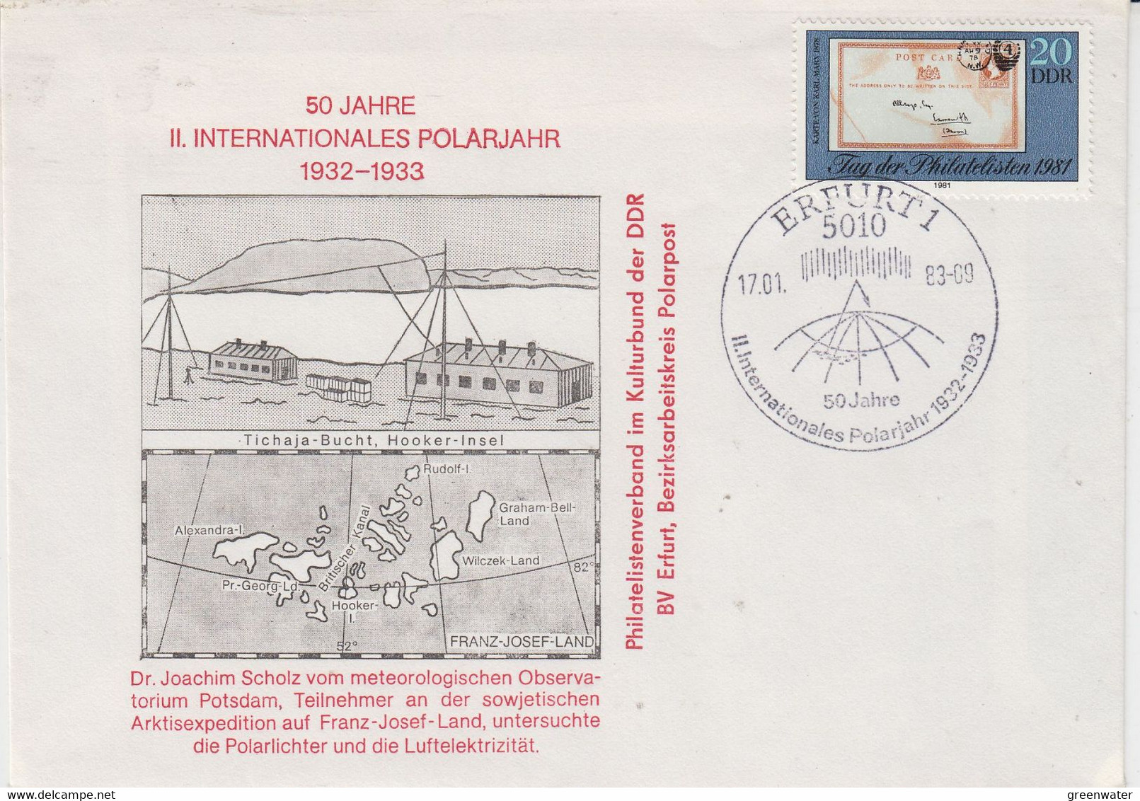 DDR 1982 50 Jahre II Internationales Polarjahr Ca Erfurt  17-01-2003 (DD210) - Année Polaire Internationale