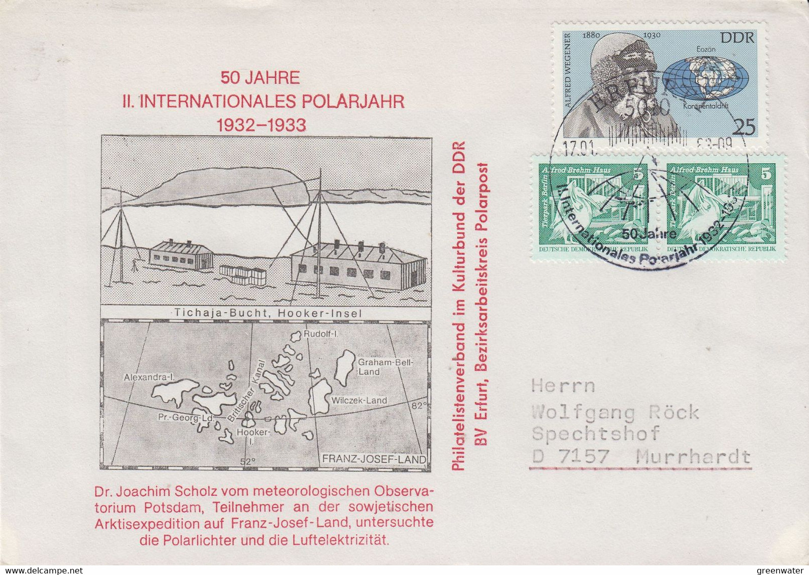 DDR 1982 50 Jahre II Internationales Polarjahr Ca Erfurt  17-01-2003 (DD210) - Año Polar Internacional