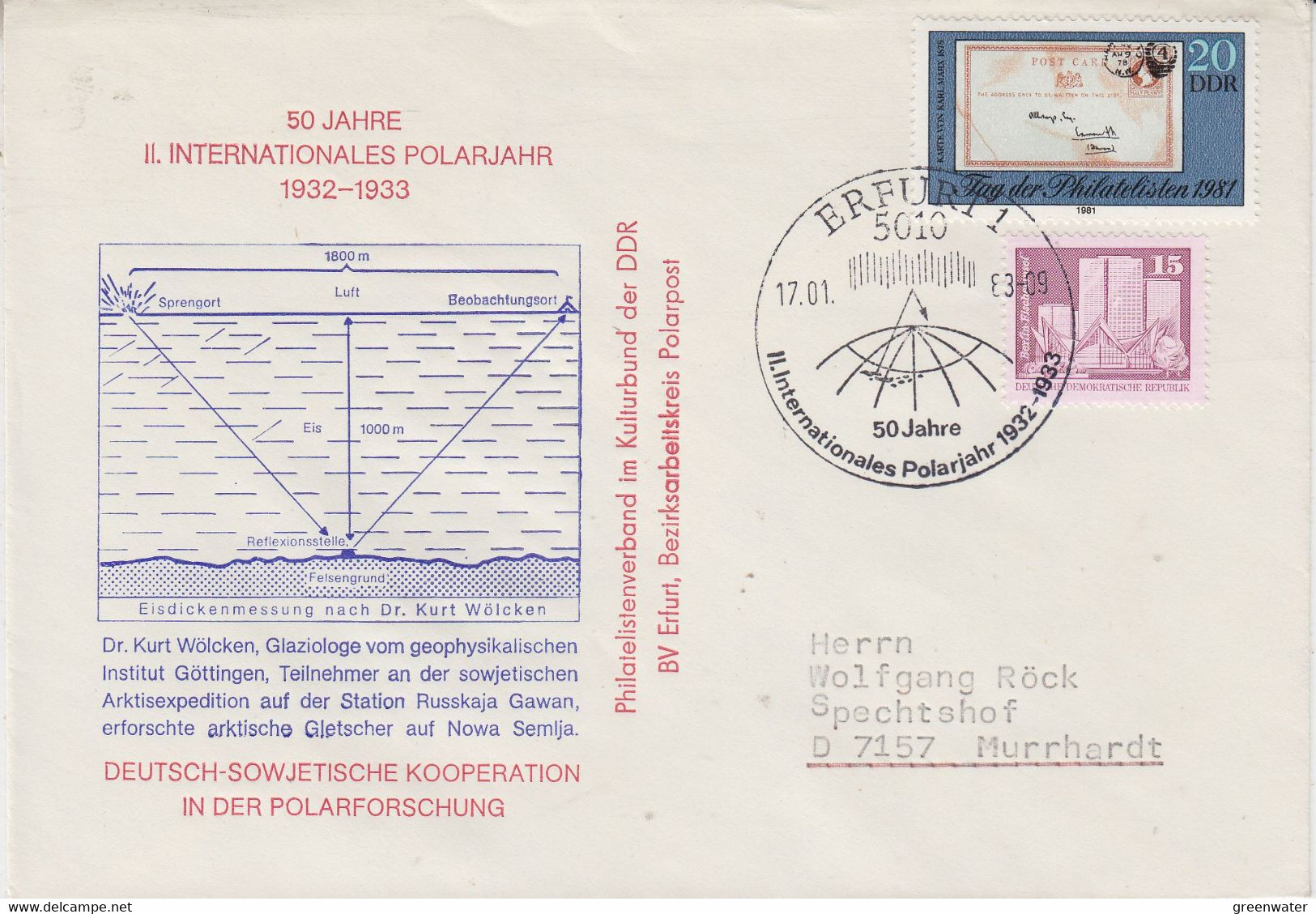 DDR 1982 50 Jahre II Internationales Polarjahr Ca Erfurt  17-01-2003 (DD212) - International Polar Year