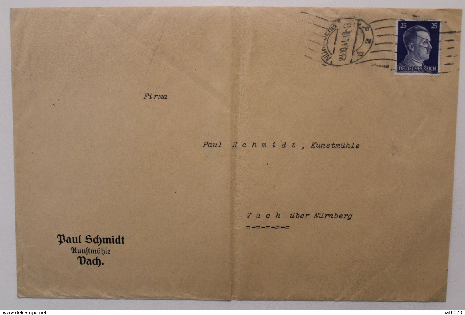 1941 Nürnberg Vach Cover Dt Reich Wk2 Flamme Erreur Nuremberg - Cartas & Documentos