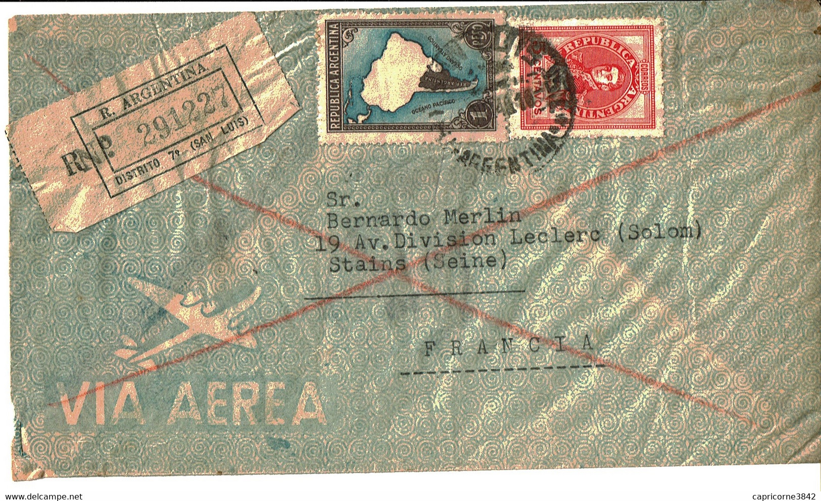 1948 - Lettre Recommandée D'Argentine Pour Stains (France) - Tp N° 462 + 464 - Storia Postale