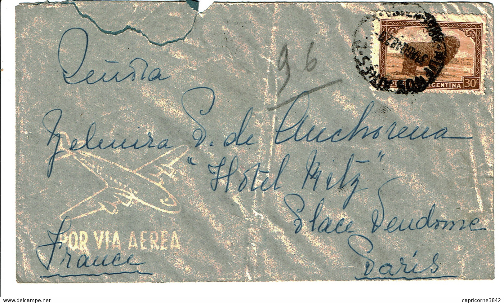 1948 - Lettre D'Argentine Pour Paris - Tp N° 452 - Brieven En Documenten