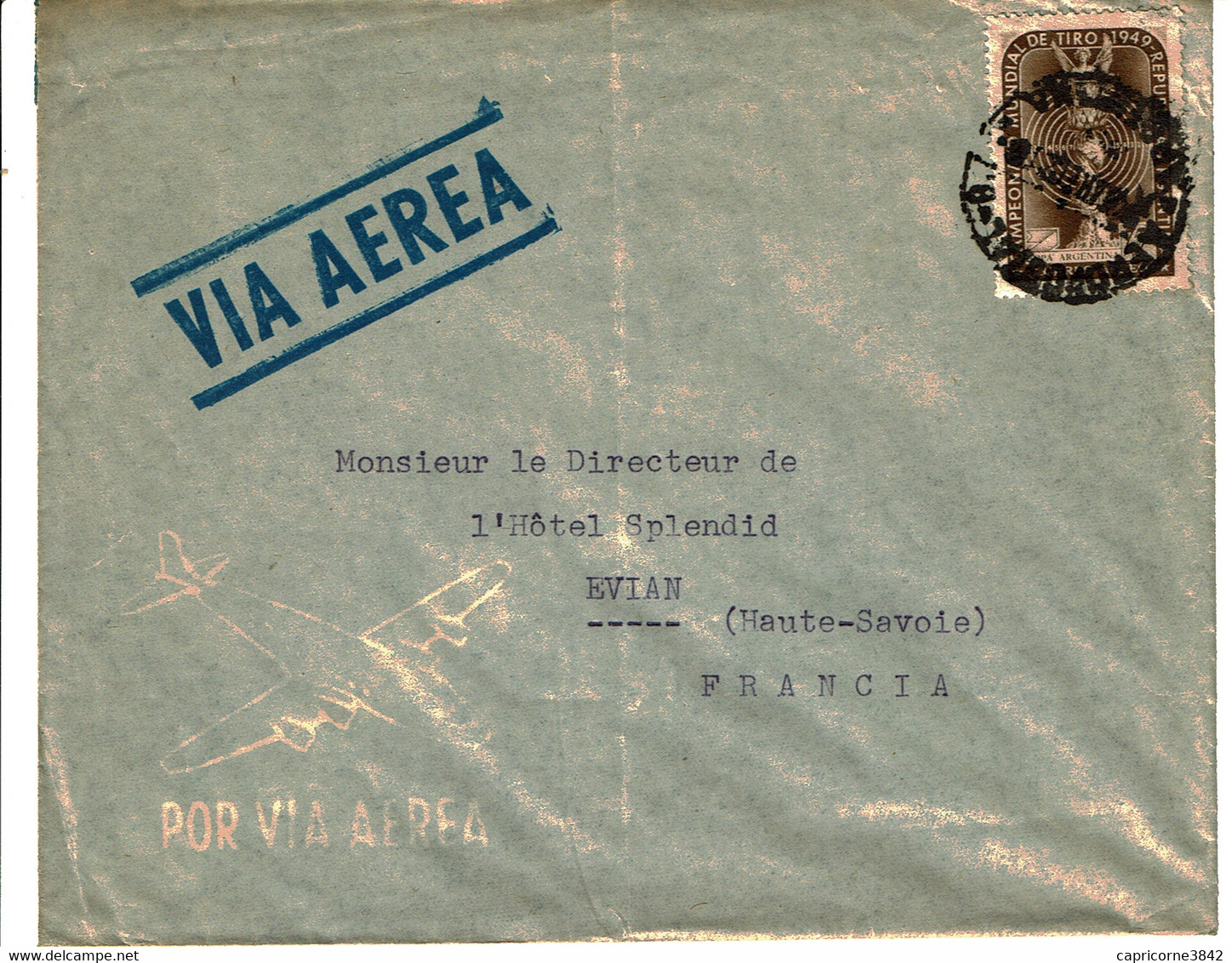 1950 - Lettre D'Argentine Pour Evian (France) - Championnat Mondial De Tir - Poste Aérienne N° 33 - Luftpost