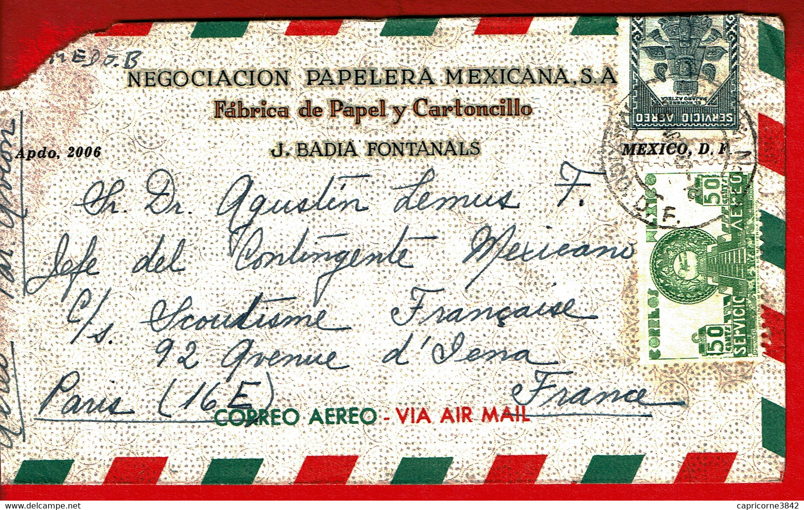 1947 -  Lettre Du Mexique Pour Paris - Poste Aérienne - Tp N° 65 + 66 - Mexico