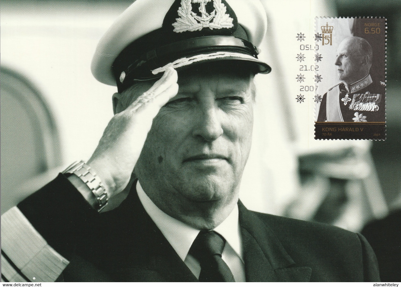 NORWAY 2007 70th Birthday Of King Harald V: Maximum Card CANCELLED - Cartes-maximum (CM)