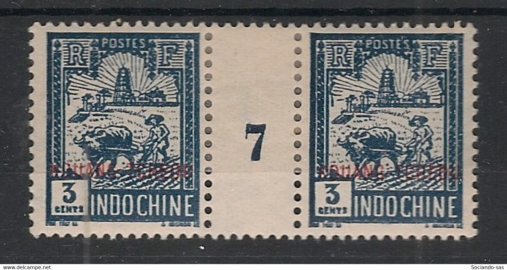 KOUANG-TCHEOU - 1927 - N°Yv. 79 - Along 3c Bleu - Paire Millésimée 7 - Neuf * / MH VF - Nuovi