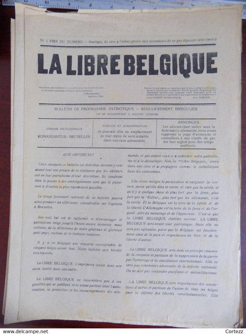 WW1 - La Libre Belgique  - Presse Clandestine - Très Rare Série Complète Du N° 1 Au 171 ( 1914/1918 ) + Livre - 1900 - 1949