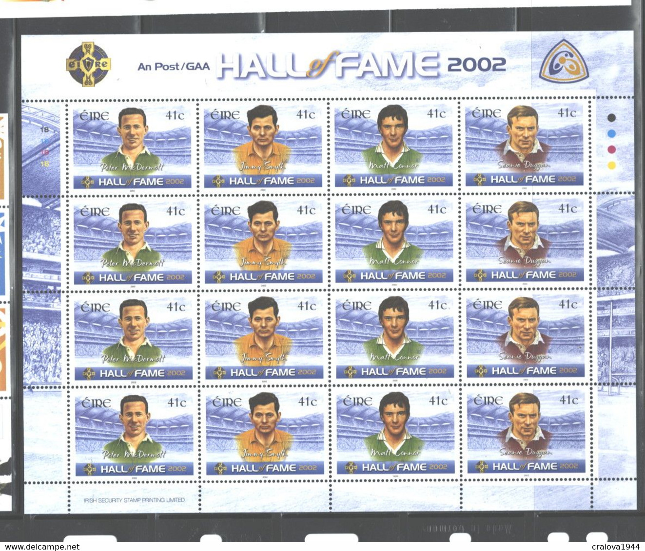 IRELAND 2002, "HALL Of FAME ATHLETS",SHEET. #1432-1435 MNH - Nuevos