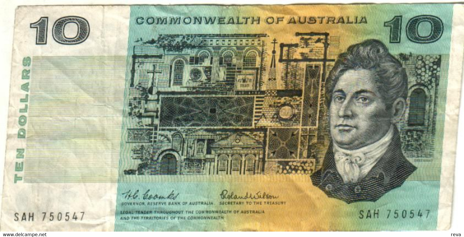 AUSTRALIA $10 BLUE MAN HEAD 7TH SIGNATURE FRAZER-COLE MAN BACK ND(1991) AVF  P.45g W.1994 READ DESCRIPTION - 1974-94 Australia Reserve Bank (papier)
