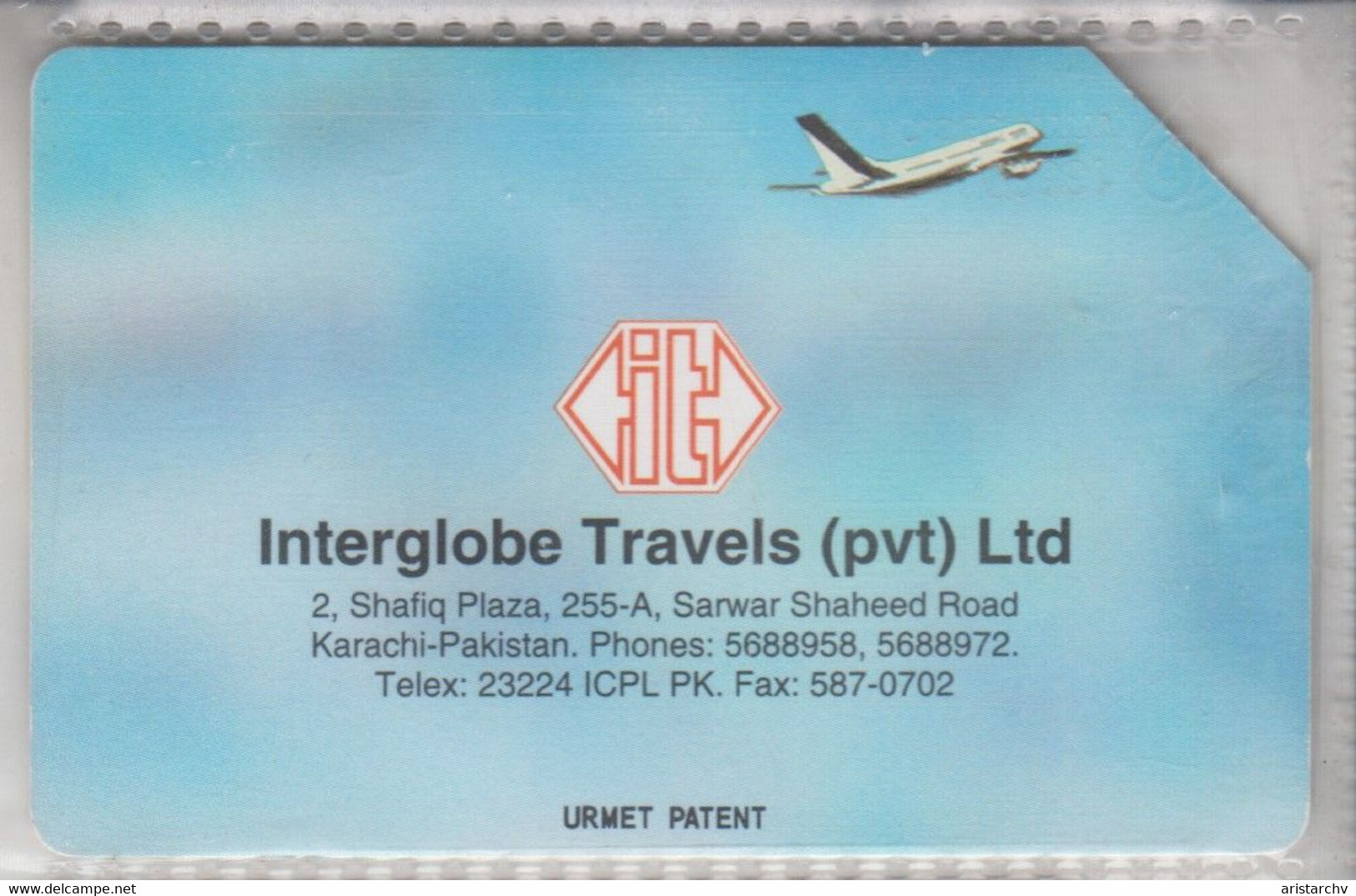 PAKISTAN 1995 IT INTERGLOBE TRAVELS LTD AVIATION URMET - Pakistán