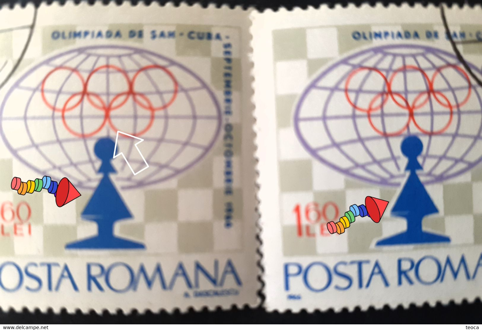 Stamps Errors Chess Romania 1966 MI 2482 Printed With Misplaced Chess Piece Used - Variedades Y Curiosidades