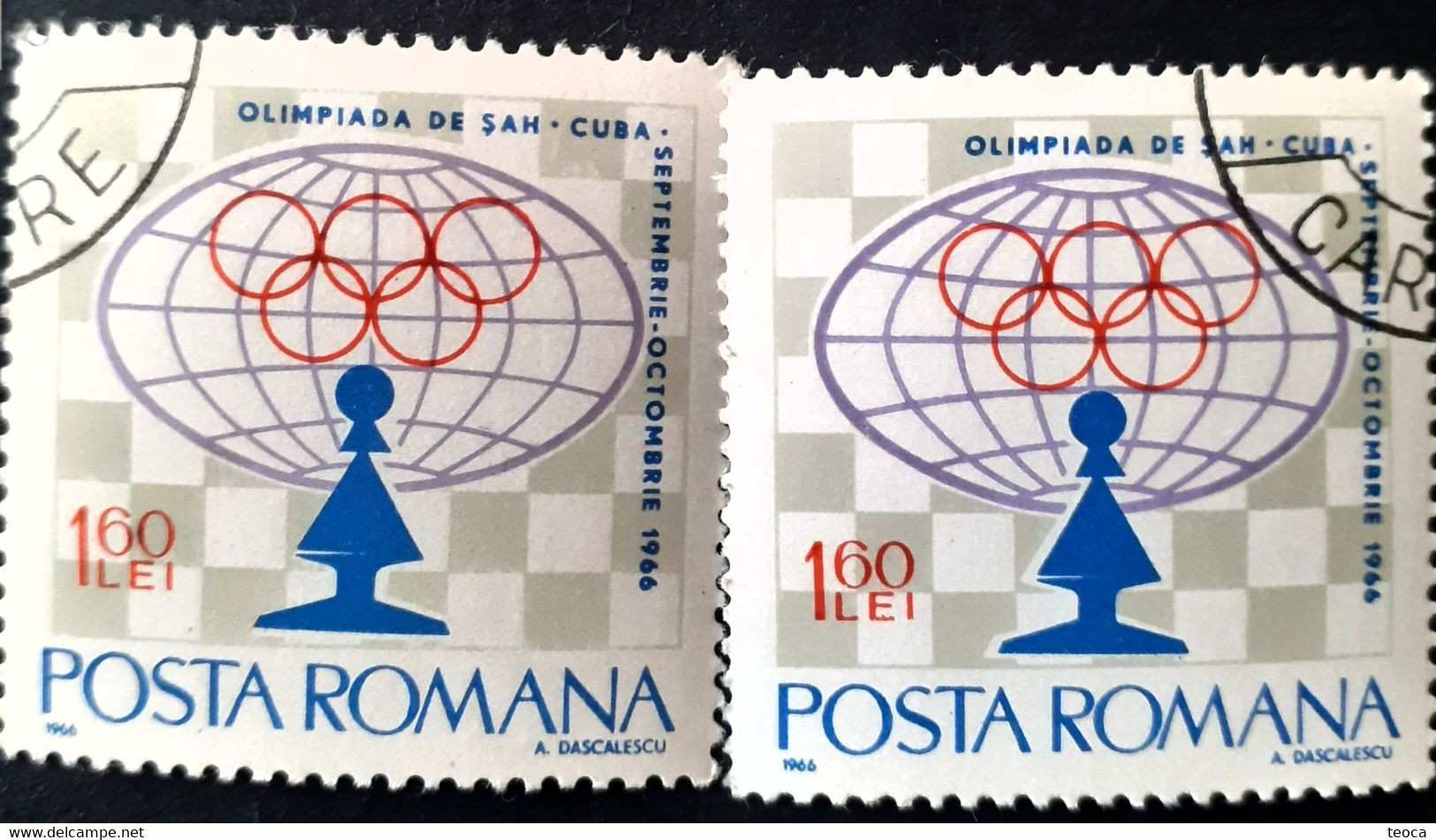 Stamps Errors Chess Romania 1966 MI 2482 Printed With Misplaced Chess Piece Used - Variedades Y Curiosidades