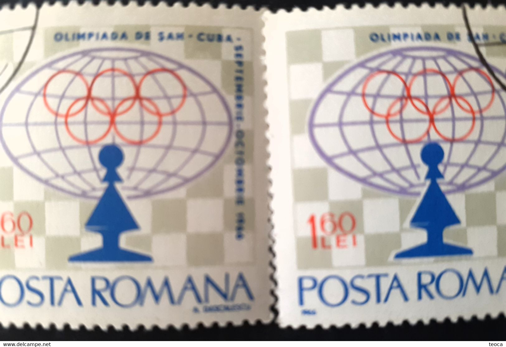 Stamps Errors Chess Romania 1966 MI 2482 Printed With Misplaced Chess Piece Used - Abarten Und Kuriositäten