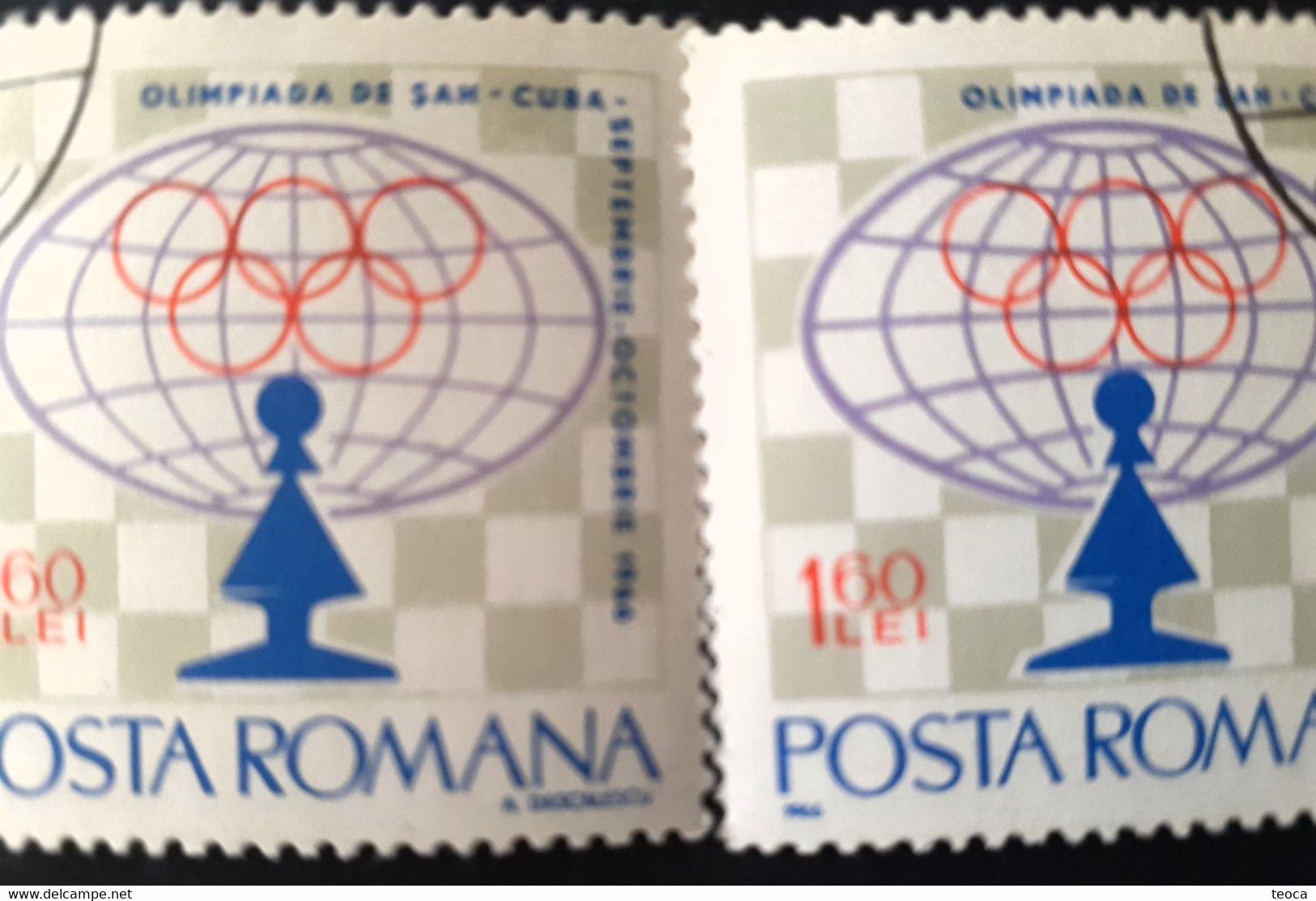 Stamps Errors Chess Romania 1966 MI 2482 Printed With Misplaced Chess Piece Used - Errors, Freaks & Oddities (EFO)