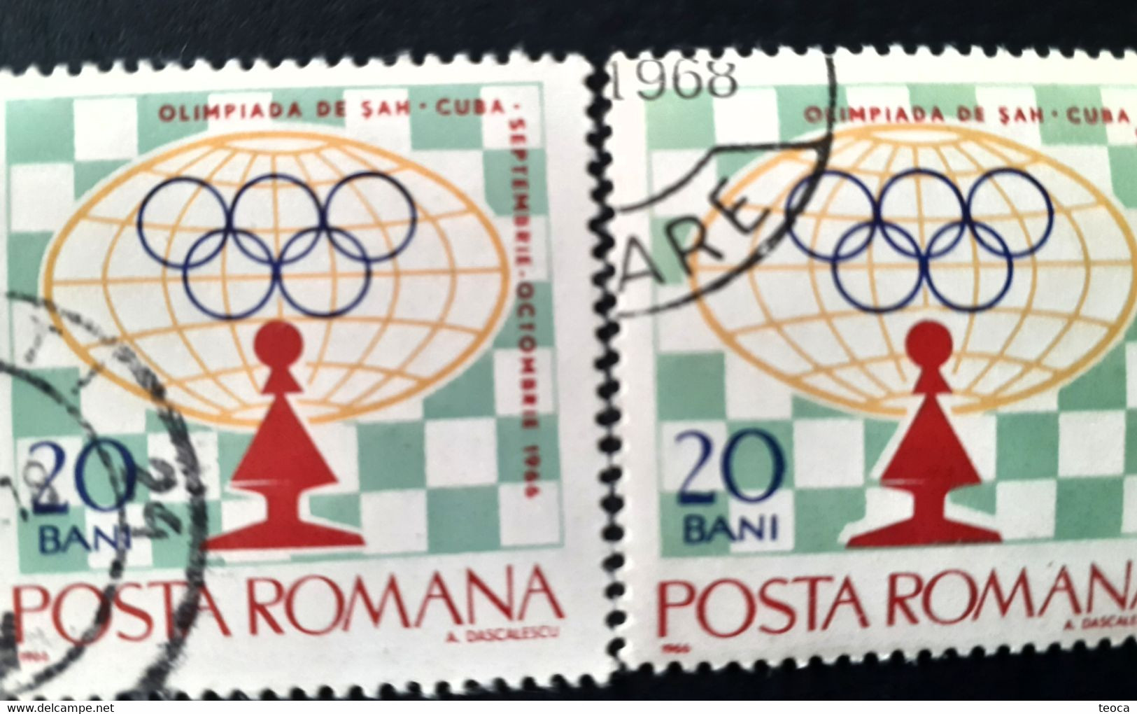 Stamps Errors Chess Romania 1966 MI 2478 Printed With  Misplaced Pieces Chess Piece Used - Variedades Y Curiosidades